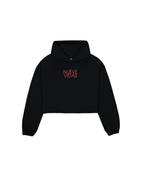 HOODIE CROP OVERSIZE MEOWS  AND MIRACLES NEGRO