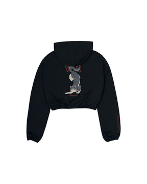 HOODIE CROP ENRESORTADO NINEFOLD WHISKER TALES  NEGRO