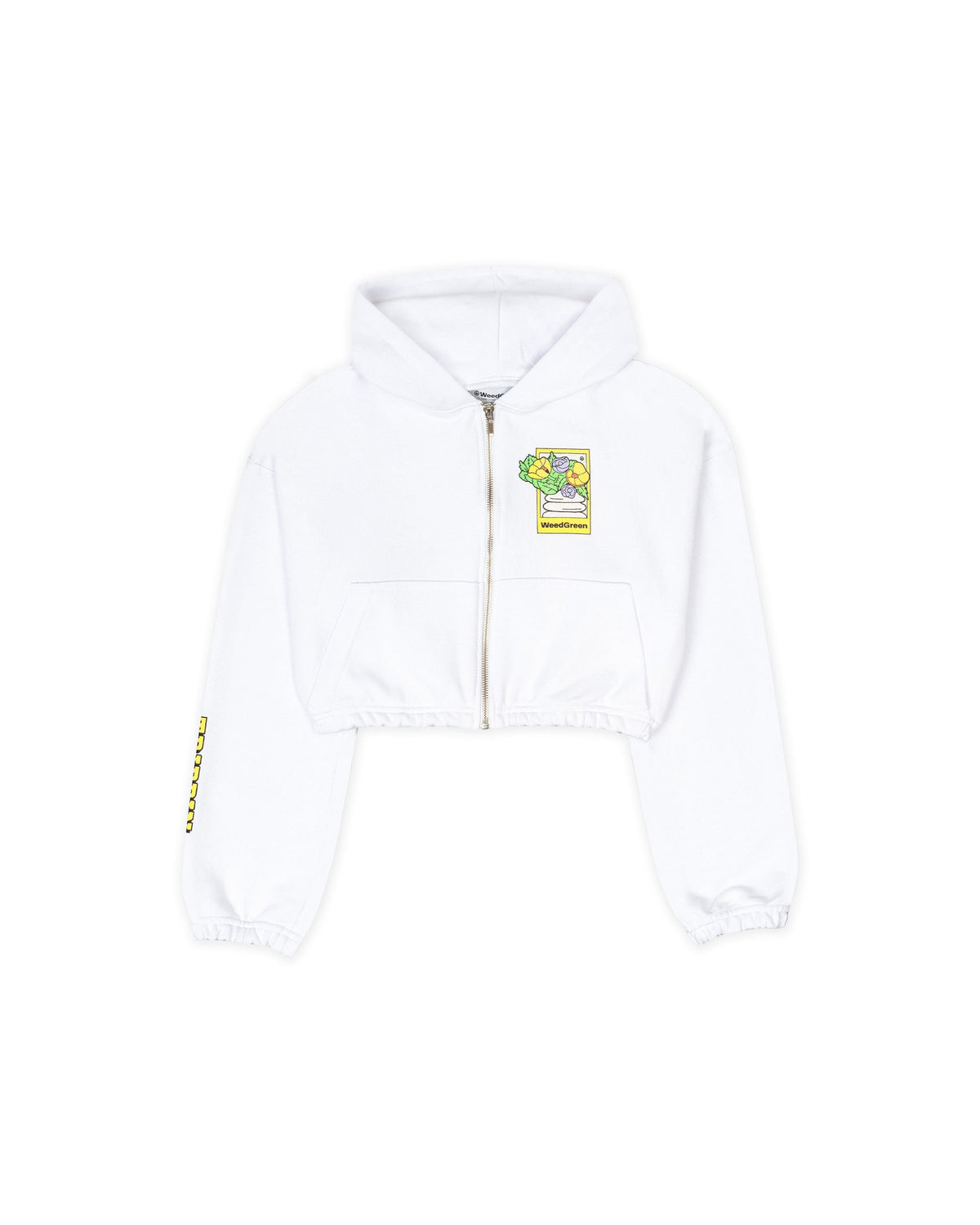 HOODIE CROP ENRESORTADO LEAFY ESCAPES BLANCO