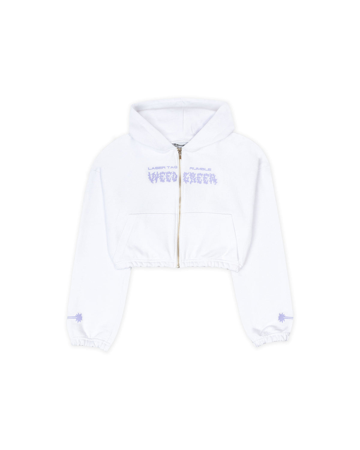 HOODIE CROP ENRESORTADO CELESTIAL CAT RADIANCE  BLANCO