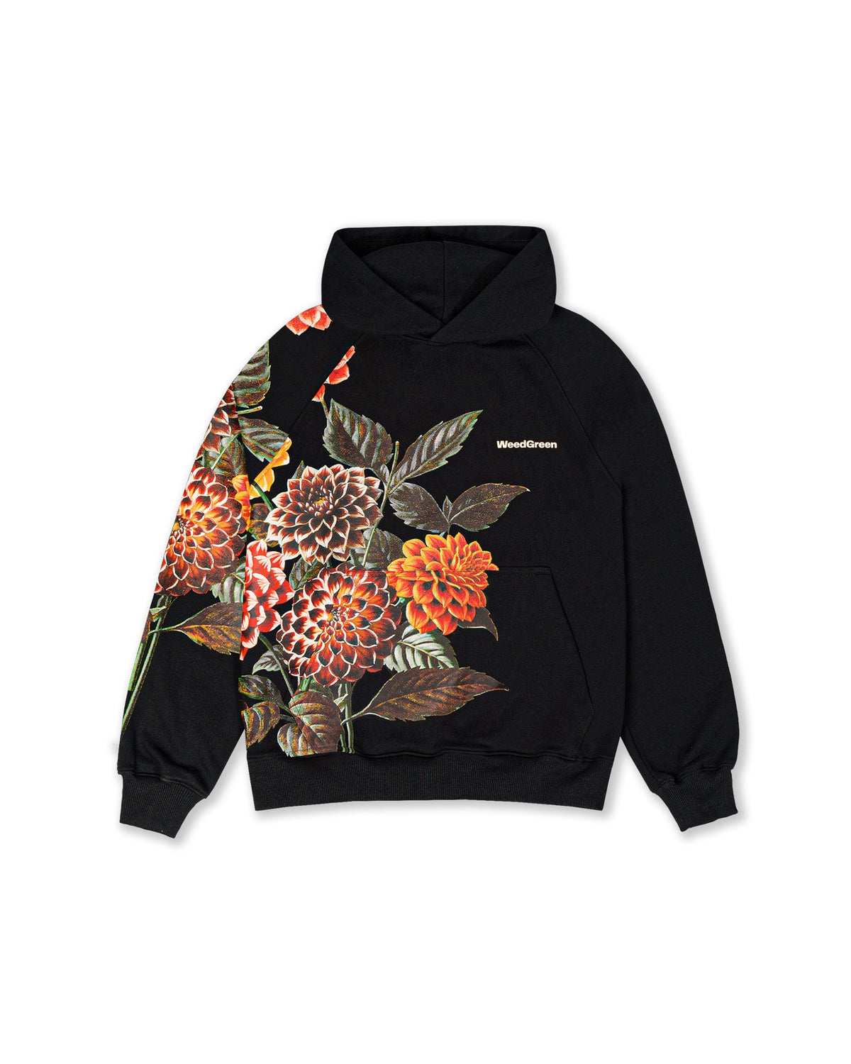 HOODIE FLOWERS ART NEGRO